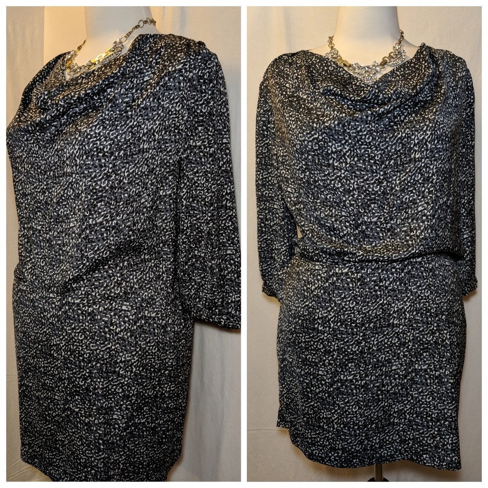 Gap Animal Print Long Sleeve Cowlneck Dress